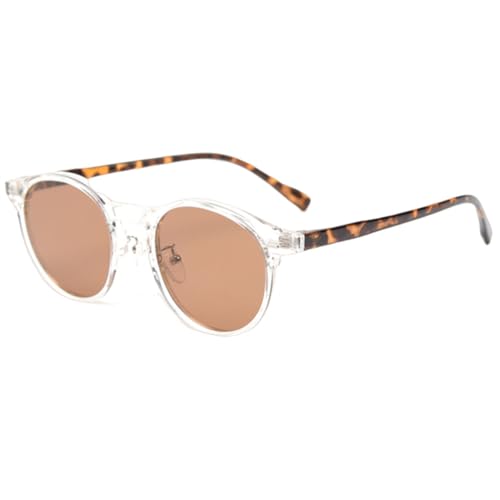 MUTYNE Sonnenbrille im Retro-Stil für Herren, runder Rahmen, leicht, fürs Autofahren, Sonnenbrille für Damen, Vintage, UV400, für Damen, transparenter Rahmen mit Leopardenmuster, Einheitsgröße von MUTYNE