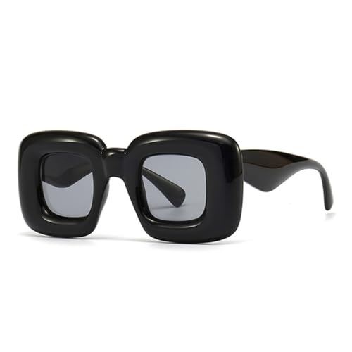 MUTYNE Sonnenbrille mit Metallscharnier, Retro-Bonbonfarbe, dick, quadratisch, für Damen und Herren, UV400, Schwarz/Grau, Einheitsgröße von MUTYNE