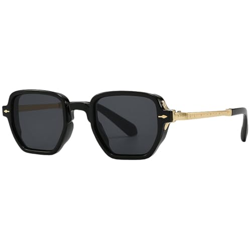 MUTYNE Sonnenbrille mit kleinem Rahmen, Retro-Stil, Halbmetall, weiblich, quadratische Sonnenbrille für Herren, UV400, braun, grün, schwarz-goldener Rahmen, Einheitsgröße von MUTYNE