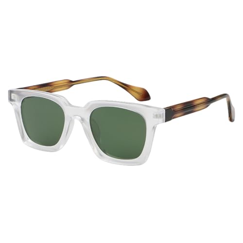 MUTYNE Sonnenbrille mit quadratischem Rahmen für Herren, Acetat, Schwarz/Grün, Sonnenbrille für Damen, UV400, transparentes Leopardengrün, Einheitsgröße von MUTYNE