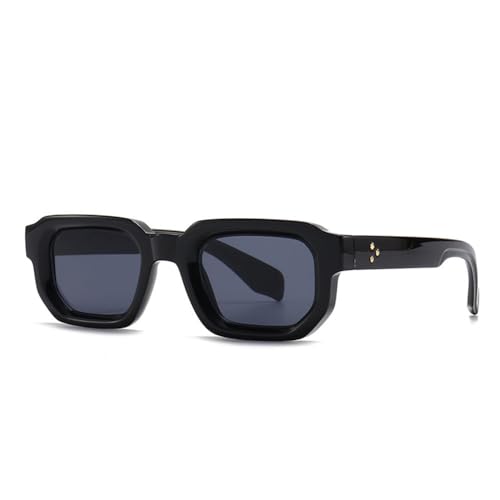 MUTYNE Sonnenbrille mit schmalem Rahmen für Damen, luxuriös, trendig, für Herren, charmant, Retro, quadratisch, UV400, Schwarz/Grau von MUTYNE