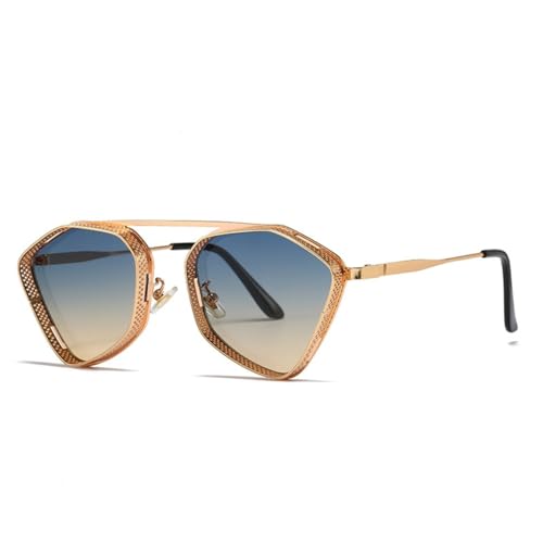 MUTYNE Steampunk-Sonnenbrille, Luxus-Sonnenbrille mit Metallrahmen, modische polygonale Sonnenbrille, Herren-Fahrbrille, UV400, C4, Einheitsgröße von MUTYNE