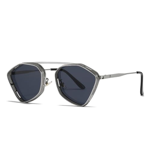 MUTYNE Steampunk-Sonnenbrille, Luxus-Sonnenbrille mit Metallrahmen, modische polygonale Sonnenbrille, Herren-Fahrbrille, UV400, C6, Einheitsgröße von MUTYNE