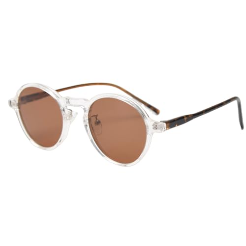 MUTYNE Vintage-Sonnenbrille, Retro, rund, für Damen und Herren, Acetat, Braun/Grün, transparent, Leopardenbraun, Einheitsgröße von MUTYNE