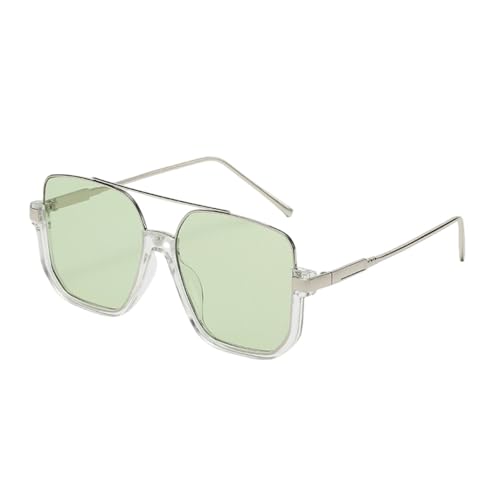 MUTYNE Vintage übergroße Sonnenbrille, modisch, für Herren und Damen, quadratische Schattierungen, Brillen, trendige, beliebte UV400-Sonnenbrille, transparent, S, grün, Einheitsgröße von MUTYNE