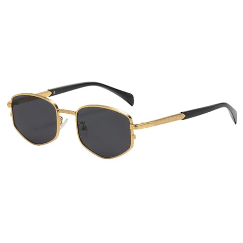 Metallrahmen Retro-Sonnenbrille für Damen Rhombus Kleine Sonnenbrille für Männer UV400 Grün Braun, Gold mit Schwarz, Einheitsgröße von MUTYNE