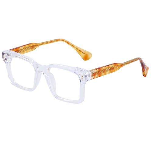 Quadratischer Brillenrahmen für Männer, Acetat, weibliche Retro-Stil-Brille für Frauen, klare Gläser, transparent, schwarz, blauer Musterrahmen, Einheitsgröße von MUTYNE