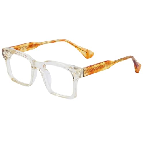 Quadratischer Brillenrahmen für Männer, Acetat, weibliche Retro-Stil-Brille für Frauen, klare Gläser, transparentes Schwarz, Leopardenrahmen, Einheitsgröße von MUTYNE