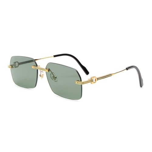 Randlose Sonnenbrille mit Farbverlauf und quadratischem Metallrahmen für Herren, modische Vintage-Sonnenbrille für Damen, rahmenlos, UV400-Schutz, für unterwegs, C03 von MUTYNE