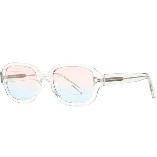 Retro Quadratische Sonnenbrille Uv400 Männlich Grün Leopard Acetat Damen Sonnenbrille Für Männer Sommer Zubehör,Rosa Blaue Linse,Einheitsgröße von MUTYNE