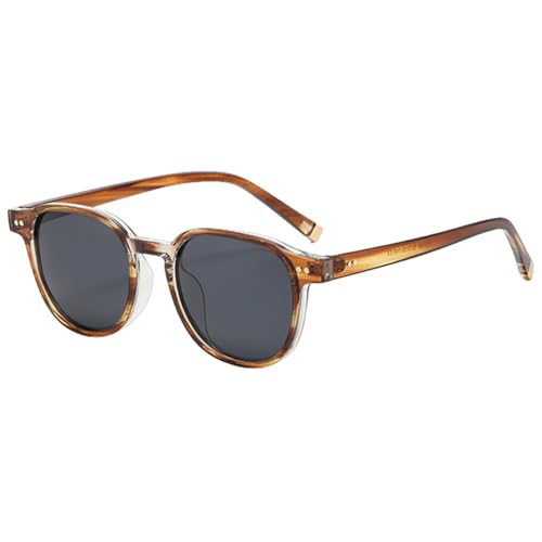 Sonnenbrille Retro Damen UV400 Unisex Quadratische Sonnenbrille Für Herren Grün Blau Outdoor-Zubehör, Rahmen mit braunem Muster, Einheitsgröße von MUTYNE