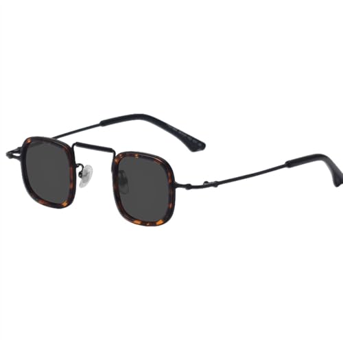 Sonnenbrille Vintage Damen Kleiner Rahmen Quadratische Sonnenbrille Für Herren UV400 Weiblich Metall Männlich Trendy,Leopardenrahmen,Einheitsgröße von MUTYNE