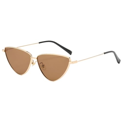 Sonnenbrille mit kleinem Rahmen, Vintage-Stil, für Damen, Gold, Metall, Unisex, modisch, Cat-Eye-Sonnenbrille, Uv400, Braun, Gold mit Braun, Einheitsgröße von MUTYNE