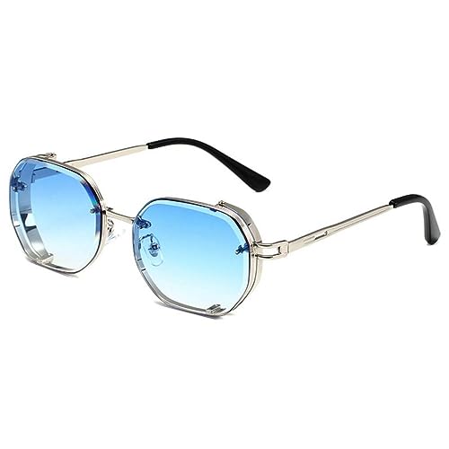 Steampunk-Sonnenbrille, Metall, dicker Rand, rechteckig, Herren-Sonnenbrille, Vintage-Sonnenbrille mit Metallrahmen, modische Damenbrille, UV400, 6, Einheitsgröße von MUTYNE