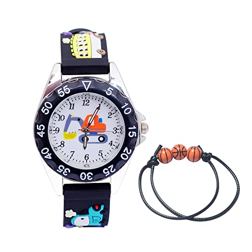 MUXIJIA Kinder Uhren für Jungen und Mädchen ab 3-10 Jahre, 3ATM wasserdichte Junge Uhr Mädchen Uhr, Analog Quarz Uhr Silikon Uhrenarmband Armbanduhr Kinderuhr (Schwarz) von MUXIJIA