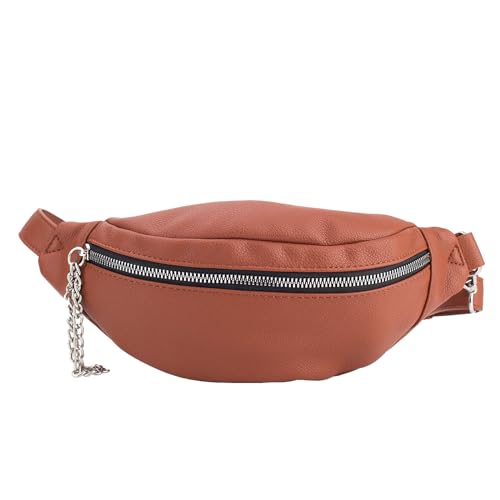 Vintage Leder Fanny Pack Männer & Frauen Hüfttasche Wasserdicht Mode Verstellbarer Riemen Crossbody Tasche für Laufen Wandern Radfahren Outdoor Sport Brusttasche, Braun von MUXILING