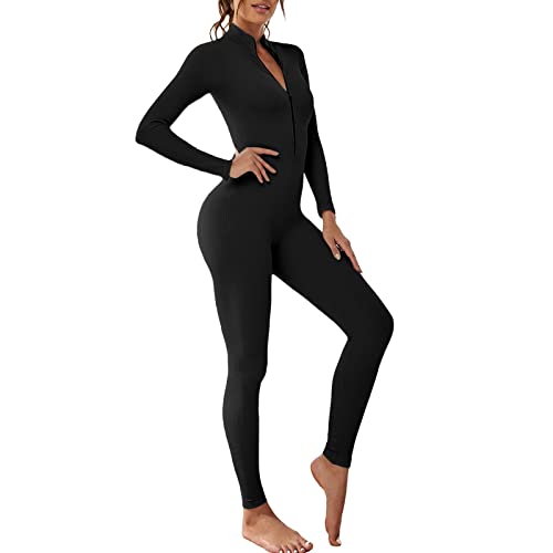 MUYOGRT Damen Sports Jumpsuit, Long Tight Yoga Sexy Bodysuit Overall Playsuits Elegant Seamless Langarm Bodycon One Piece Romper Gym Outfit Set von MUYOGRT