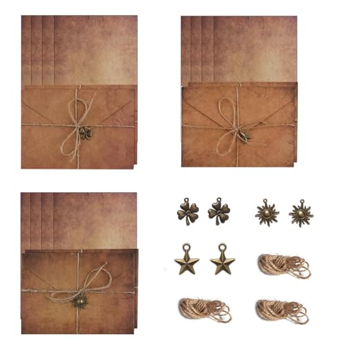MWUMRCM Vintage Papier Briefpapier Schreiben Set, Vintage Kraftpapier Umschläge, Briefpapier mit Umschlag und Papier Antiklook Antiken Briefpapier-Sets Geschenke zum Schreiben von Geburtstag MWUMRCM Vintage Papier Briefpapier Schreiben Set, Vintage Kraftpapier Umschläge, Briefpapier mit Umschlag und Papier Antiklook Antiken Briefpapier-Sets Geschenke zum Schreiben von Geburtstag von MWUMRCM