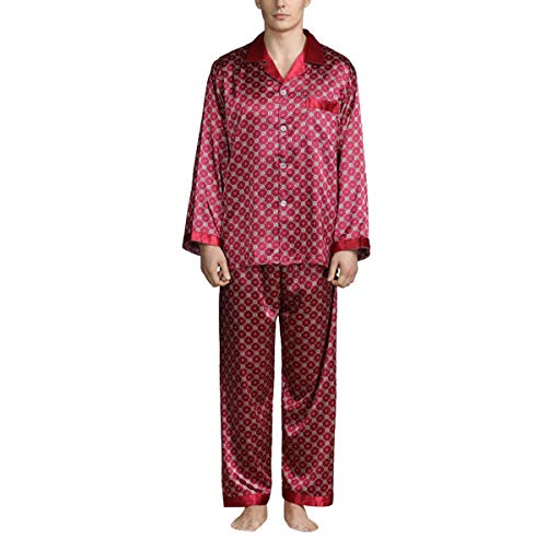 MXBAOHENG Men Nachtwäsche Fleck Seide Pyjama Set Men Pyjamas Silk Nachtwäsche Man weiche Cozy Satin Nightgown Startseite Sleepwearxl von MXBAOHENG