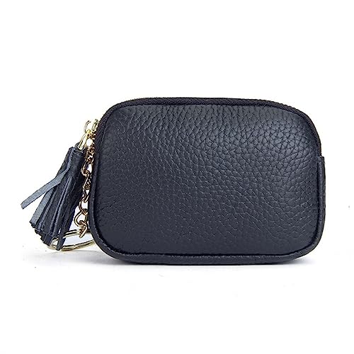 Geldbörse wechseln Damen-Geldbörse, Mini-Quaste, doppelter Reißverschluss, kleine Geldbörse (Farbe : Black, Size : 8.3x3.4x11.4cm) von MXMZSRTH