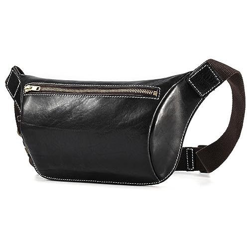 Gürteltaschen für Herren Vintage Brusttasche Herrentaschen Pflanzlich gegerbtes Leder Hüfttasche Herren Leder Umhängetaschen Herrentaschen (Farbe : Black, Size : 31x4x17.5cm) von MXMZSRTH