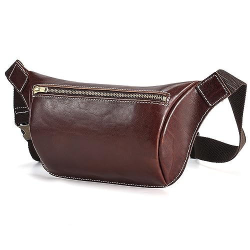 Gürteltaschen für Herren Vintage Brusttasche Herrentaschen Pflanzlich gegerbtes Leder Hüfttasche Herren Leder Umhängetaschen Herrentaschen (Farbe : Coffee, Size : 31x4x17.5cm) von MXMZSRTH