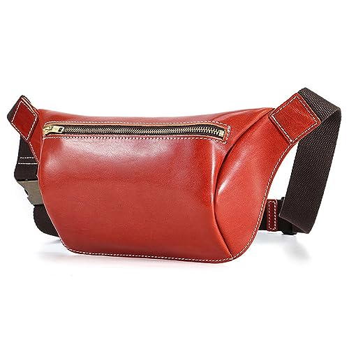 Gürteltaschen für Herren Vintage Brusttasche Herrentaschen Pflanzlich gegerbtes Leder Hüfttasche Herren Leder Umhängetaschen Herrentaschen (Farbe : Red, Size : 31x4x17.5cm) von MXMZSRTH