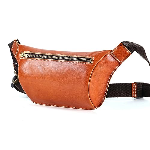 Gürteltaschen für Herren Vintage Brusttasche Herrentaschen Pflanzlich gegerbtes Leder Hüfttasche Herren Leder Umhängetaschen Herrentaschen (Farbe : Yellow Brown, Size : 31x4x17.5cm) von MXMZSRTH