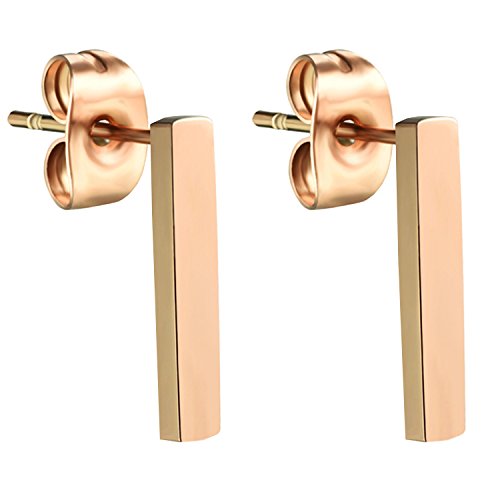 MYA art Damen Titan Ohrringe Stab Ohrstecker Stecker mit Stäbchen Minimalistich Rosegold Vergoldet Rose Gold MYARGOHR-62 von MYA Art