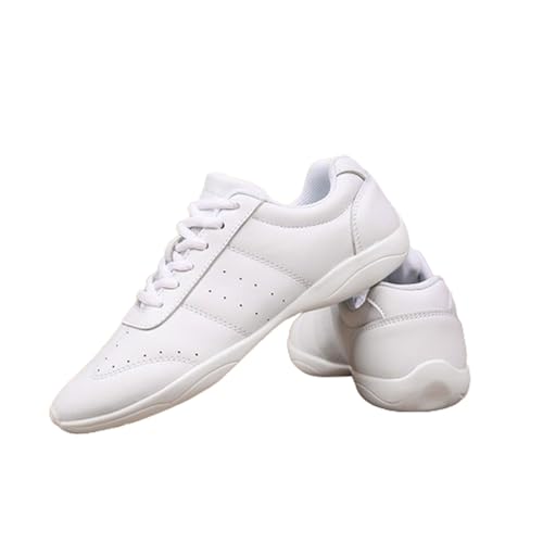 Damen-/Mädchen-Schnürschuhe für Fitnessstudio, Sporttraining, Cheerleading, Tanzschuhe, Atmungsaktive Damenschuhe, Bequeme Turnschuhe, Tanzauftritte (Weiß 01) von MYIESAXL