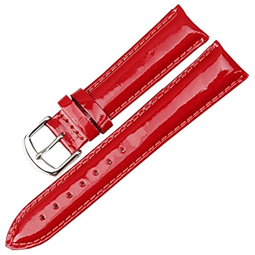 MYOBU Lederband 1 2mm 14mm 16mm 18mm 20mm Armband Black Patent Strap Strap Watch Zubehör Armbänder, Rot, 16mm von MYOBU