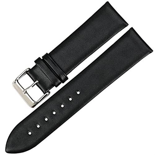 MYOBU Uhr Zubehör Dünnes Armband 16 18 19 20 22 mm Lederband, Schwarz, 13mm von MYOBU