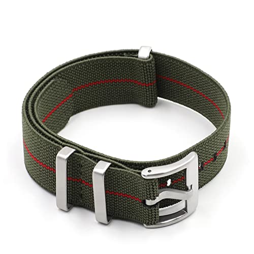 MYOBU Uhrenarmband aus Nylon, elastisches Band, 18 mm, 20 mm, 22 mm, Uhrenarmbänder, grün-rot, 20mm Silver von MYOBU