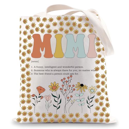 MYSOMY Mimi Canvas-Tragetasche, Mimi-Blumenmuster, Umhängetasche, Mimi-Reisetasche, Mimi-Einkaufstasche, Mimi-Geschenke für Oma, Mimi Tb, INCH von MYSOMY