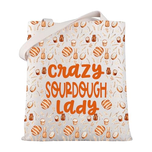 MYSOMY Sourdough Gift Crazy Sourdough Lady Tote Bag Sourdough Maker Shoulder Bag Sourdough Mama Gifts Sourdough Baker Gift, Crazy Sourdough Tb, 13.7inch*15inch von MYSOMY