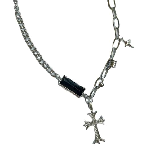 MYYCYCV Necklace pendant Kreuz Anhänger Halskette Europäische und Amerikanische Mode Temperament Persönlichkeit Hip Hop Mädchen Accessoires Schmuckgeschenke von MYYCYCV