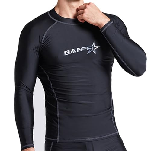 MZSYLK Herren-Badeshirts, LSF 50+, Herren-Rash-Weste, langärmelig, Performance-Passform, Kompressions-Rashguard-Shirt, schnelltrocknend, Langärmlig, 5X-Large von MZSYLK