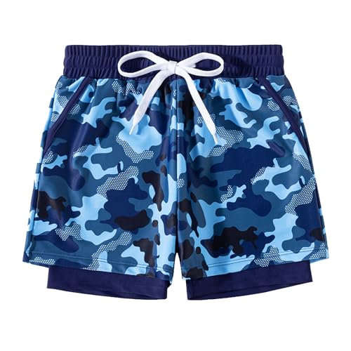 MZSYLK Jungen-Badehose mit Boxershorts, Kompressionsfutter, 2-in-1-Badeanzug, Board-Shorts, Kinder, Strand-Badeanzug, 5–12, 7–20 Jahre, Blau 5, 11-12 Jahre von MZSYLK