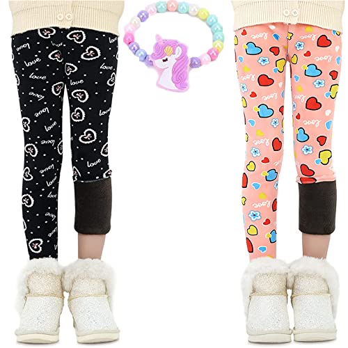 MZSYLK Mädchen Fleece Gefütterte Leggings Set Dicke Thermohose Baumwolle Bunte Mädchen Winter Warme Hose Blumendruck Strumpfhose, 02, 6-7 Jahre von MZSYLK