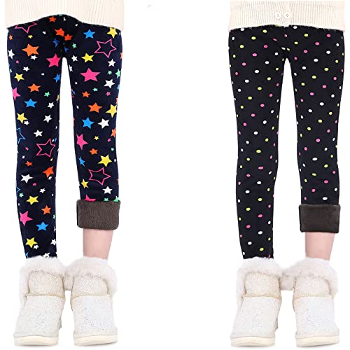 MZSYLK Mädchen Fleece Gefüttert Leggings Set Dicke Thermohose Baumwolle Bunt Mädchen Winter Warme Hosen Floral Bedruckte Strumpfhose, 03, 4-5 Jahre von MZSYLK