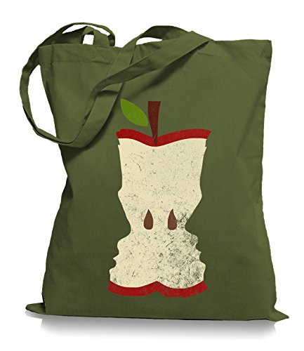 Ma2ca® Apfel Faces Valentins Stoffbeutel Einkaufstasche Tragetasche/Bag WM101-olive_green von Ma2ca