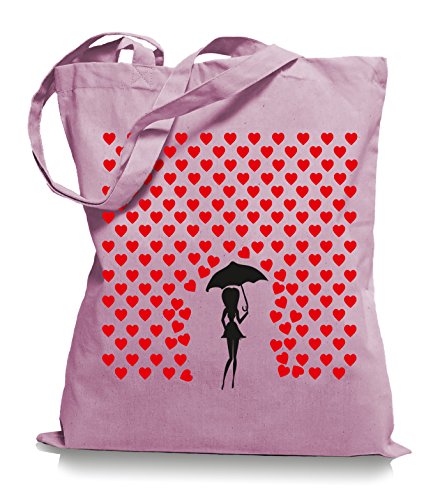 Ma2ca® Heart Rain - Jutebeutel Stoffbeutel Tragetasche/Bag WM101-classic_pink von Ma2ca