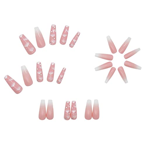 24 Stück Kunstnägel Luxus Pink Press On Strassnägel Langer Glänzend Acryl Falsche Nägel Prom Nägel Quadratischer Falscher Nagel der Frauen 1ML MaNMaNing (Pink, One Size) von MaNMaNing