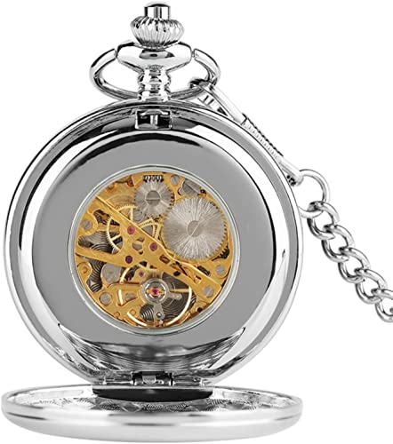 MaRxan Retro-Uhr, Einfaches Design Double Full Hunter mechanische Taschenuhr for Damen Herren Steampunk Kettenuhren Vintage von MaRxan