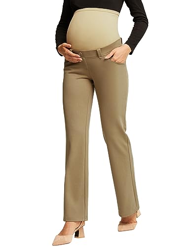 Maacie Mutterschaftshosen für die Arbeit Schwangerschaft Business Yogahosen Slim Hosen Beige L MC0331A23-03 von Maacie