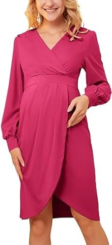 Maacie Schwangerschaftskleid Bodycon Umstandskleider für Frauen Baby Shower Kleid Rosa XL von Maacie