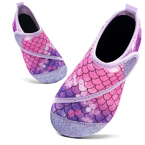 Badeschuhe Kinder Schwimmschuhe Wasserschuhe Schnell Trocknend Strandschuhe Aquaschuhe Hüttenschuhe für Mädchen Baby Beach Pool (Violett YI,5.5/6 UK Child,22/23 EU) von Mabove