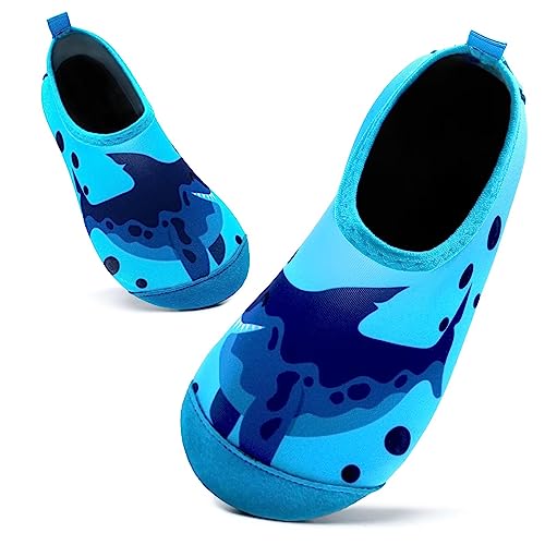 Badeschuhe Kinder Schwimmschuhe Wasserschuhe Schnell Trocknend Strandschuhe Aquaschuhe für Jungen Mädchen Baby Beach Pool(Hai Blau,1/2 UK Child,16/17 EU) von Mabove