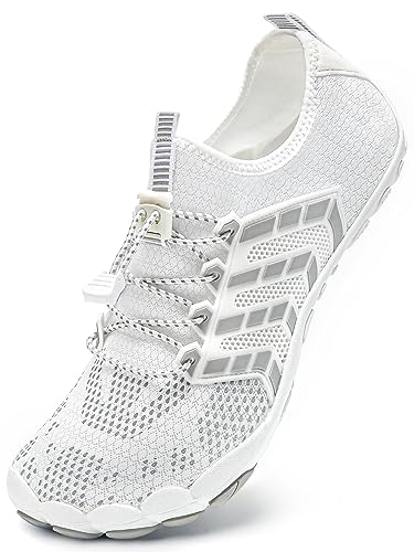 Mabove Barfussschuhe Herren Damen Strandschuhe Badeschuhe Barfuß Schuhe Schwimmschuhe Wasserschuhe Aquaschuhe Surfschuhe für Wassersport Outdoor(Weiß Grau 3015,36 EU) von Mabove