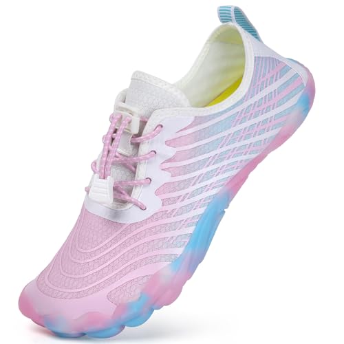 Mabove Damen Barfussschuhe Strandschuhe Badeschuhe Barfuß Schuhe Schwimmschuhe Wasserschuhe Aquaschuhe Surfschuhe für Wassersport Outdoor（Rosa Blau,38 EU von Mabove